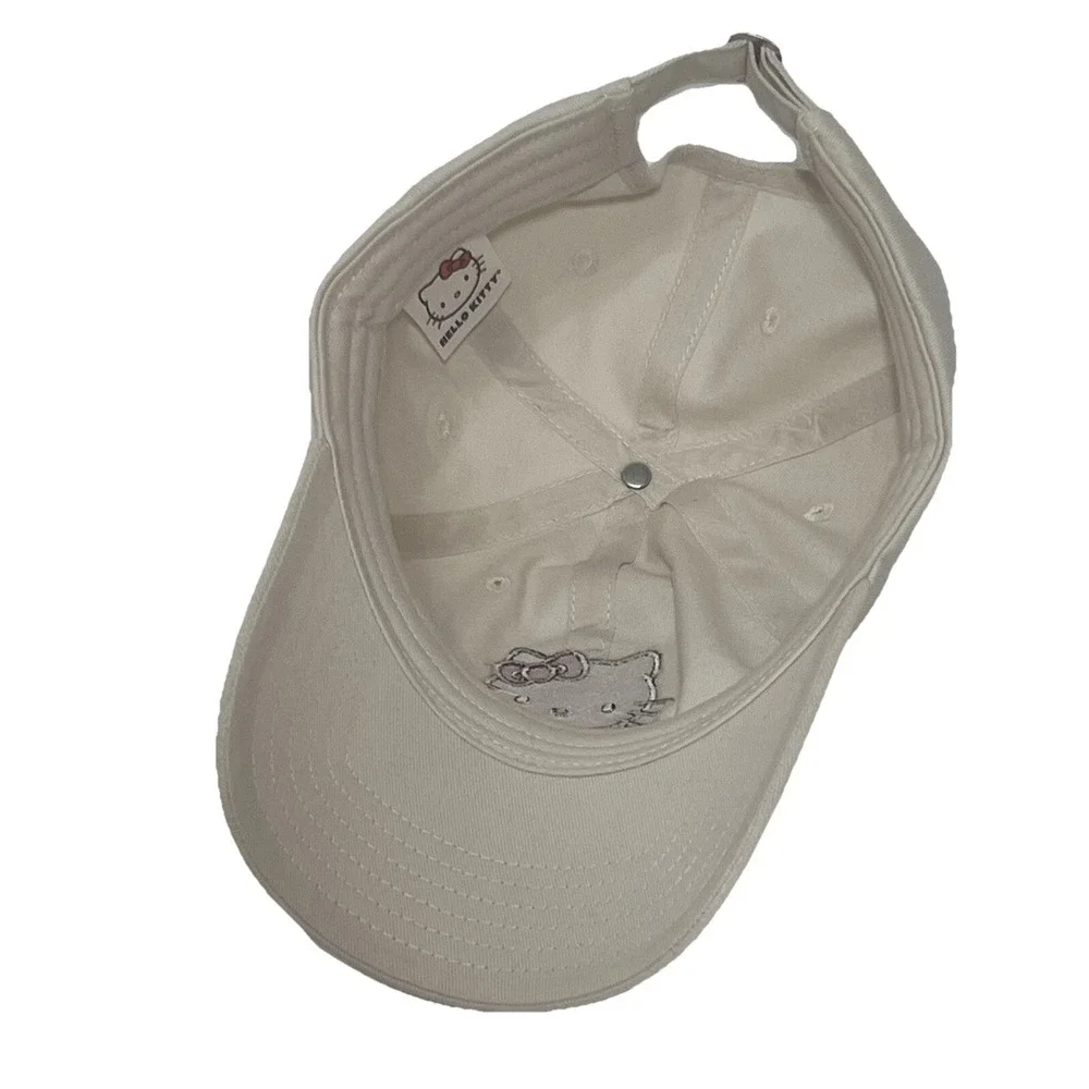 Hello Kitty Embroidered Face Women Adjustable Baseball‎ Cap Off White Hat